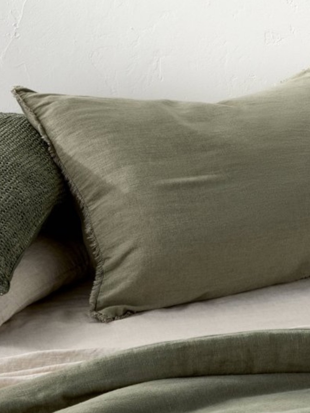 NEW Casaluna Heavyweight Olive Green Linen Pillow Sham, King